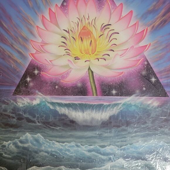 Lotus Flower Giclée Wall Art Large Airbrush Psychedelic Ocean Visionary Print - Picture 4 of 9